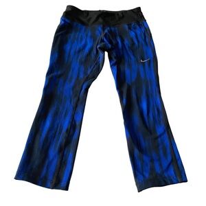 Nike Blue/Black Dri-Fit Tricot Ankle Leggings Sz S